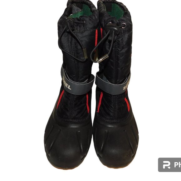 Sorel Red & Black Flurry Snow Boots Size 7 - Picture 2 of 9